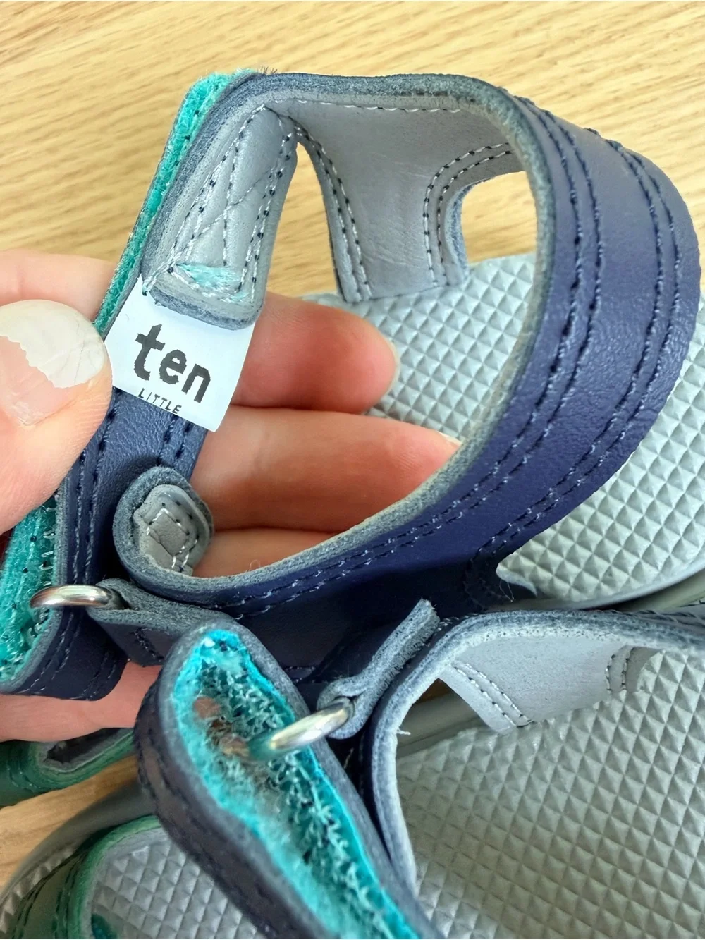 Ten Little Everyday Sandals Toddler Size 7 Blue Green Barefoot Shoes